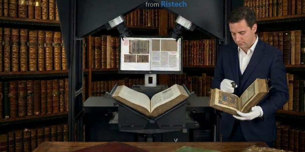 i2S CopiBook book scanner with V-shaped cradle for bound materials